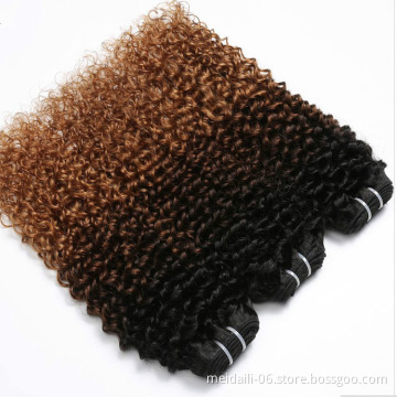Hot Selling Brazilian Kinky Curly Hair Weave Ombre Color, Wholesale Virgin Human Hair Extension Bundles